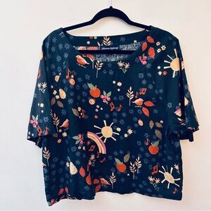 Princess Highway ModCloth Autumn picnic short sleeve boxy fit top size 16